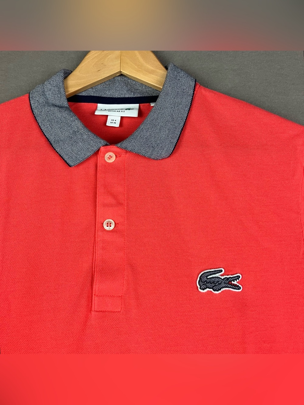 Lacoste Men's Size M (4) Big Croc Logo Polo Shirt Short Sleeve “Crimson Orange”.
